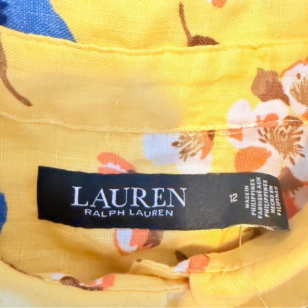 Lauren Ralph Lauren Yellow Floral Linen Shirtdress - Picture 6 of 6